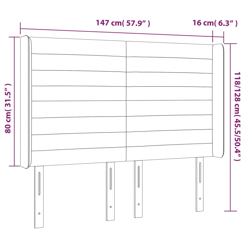 vidaXL Kopfteil mit Ohren Dunkelgrau 147x16x118/128 cm Stoff