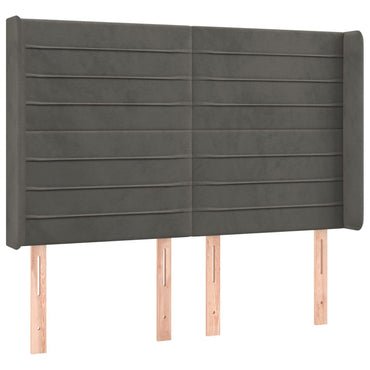 vidaXL Kopfteil mit Ohren Dunkelgrau 147x16x118/128 cm Samt