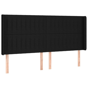 vidaXL Kopfteil mit Ohren Schwarz 163x16x118/128 cm Stoff