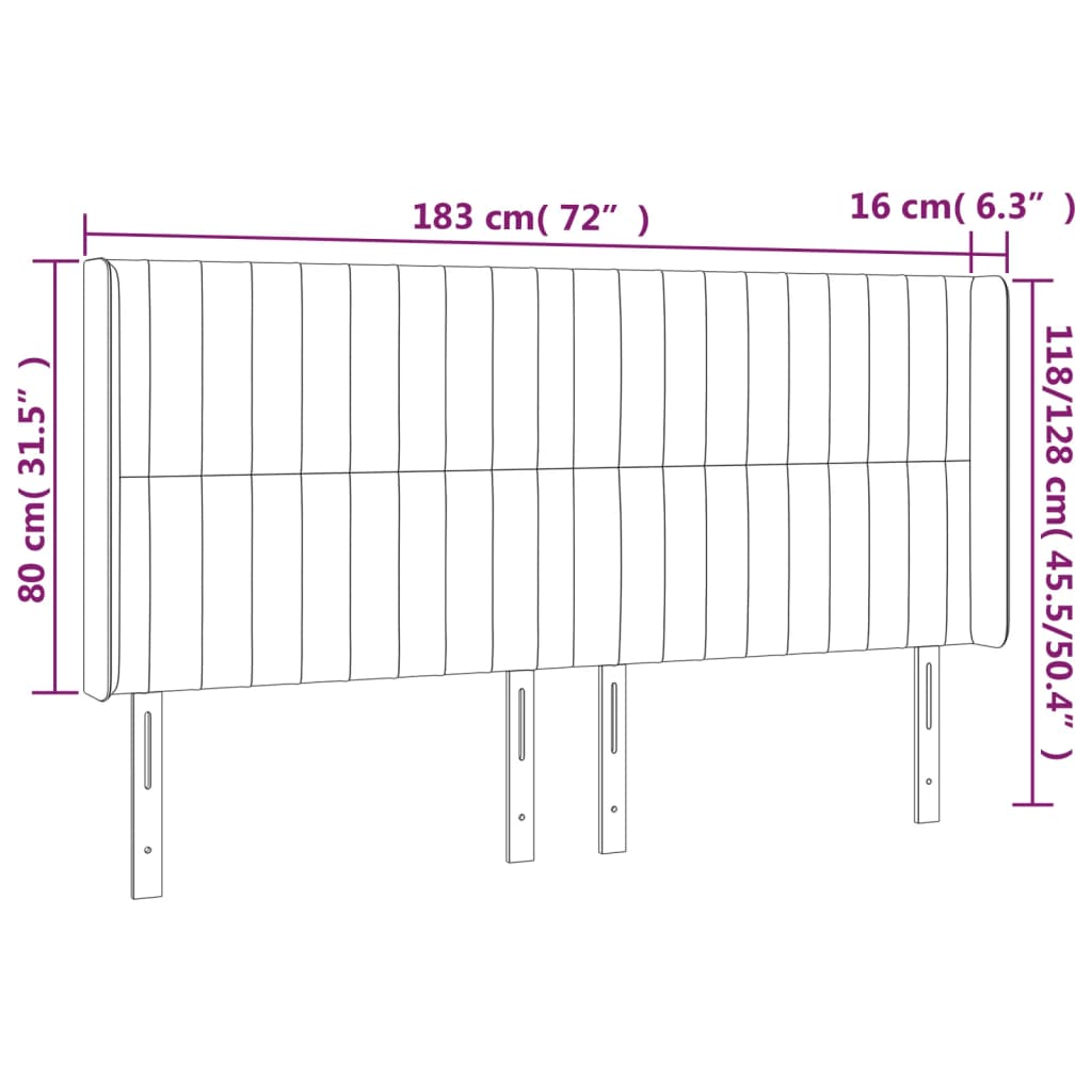 vidaXL Kopfteil mit Ohren Dunkelgrau 183x16x118/128 cm Stoff