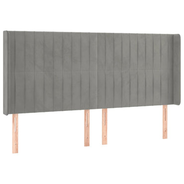 vidaXL Kopfteil mit Ohren Hellgrau 183x16x118/128 cm Samt