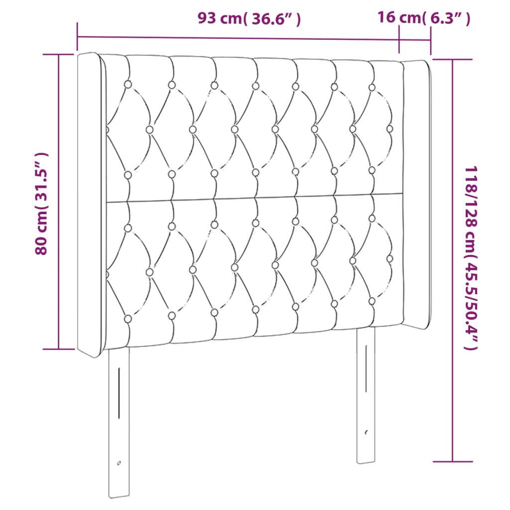 vidaXL Kopfteil mit Ohren Hellgrau 93x16x118/128 cm Stoff