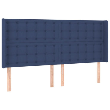 vidaXL Kopfteil mit Ohren Blau 163x16x118/128 cm Stoff