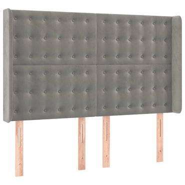 vidaXL Kopfteil mit Ohren Hellgrau 147x16x118/128 cm Samt