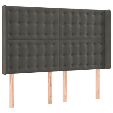 vidaXL Kopfteil mit Ohren Dunkelgrau 147x16x118/128 cm Samt
