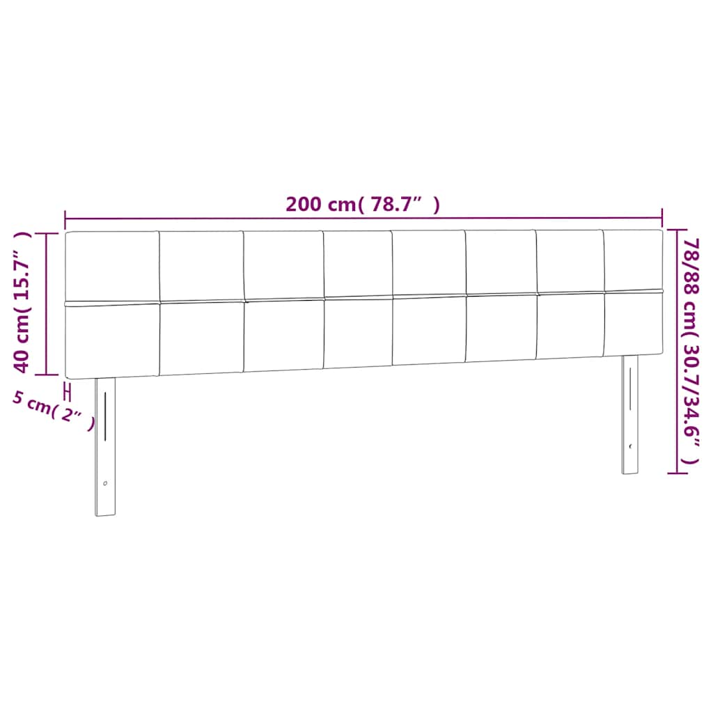 vidaXL Tête de lit à LED Bleu foncé 200x5x78/88 cm Velours