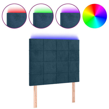 vidaXL Tête de lit à LED Bleu Foncé 100x5x118/128 cm Velours