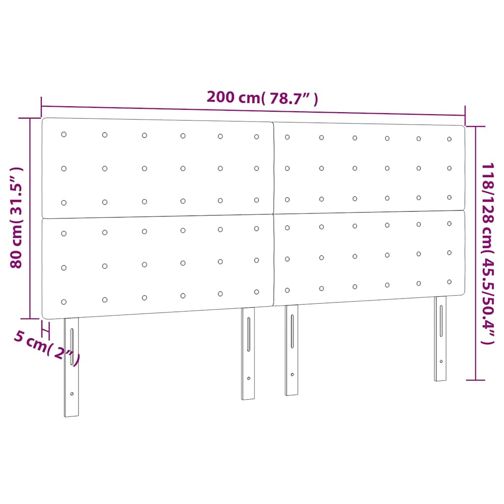 LED Kopfteil Dunkelgrün 200x5x118/128 cm Samt