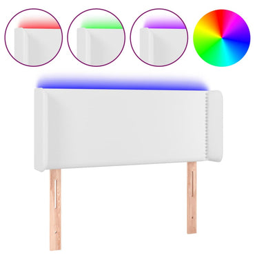 vidaXL LED Kopfteil Weiß 103x16x78/88 cm Kunstleder