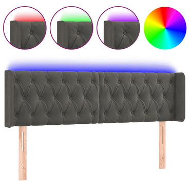 vidaXL LED Kopfteil Dunkelgrau 147x16x78/88 cm Samt