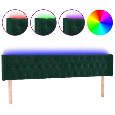 vidaXL LED Kopfteil Dunkelgrün 203x16x78/88 cm Samt