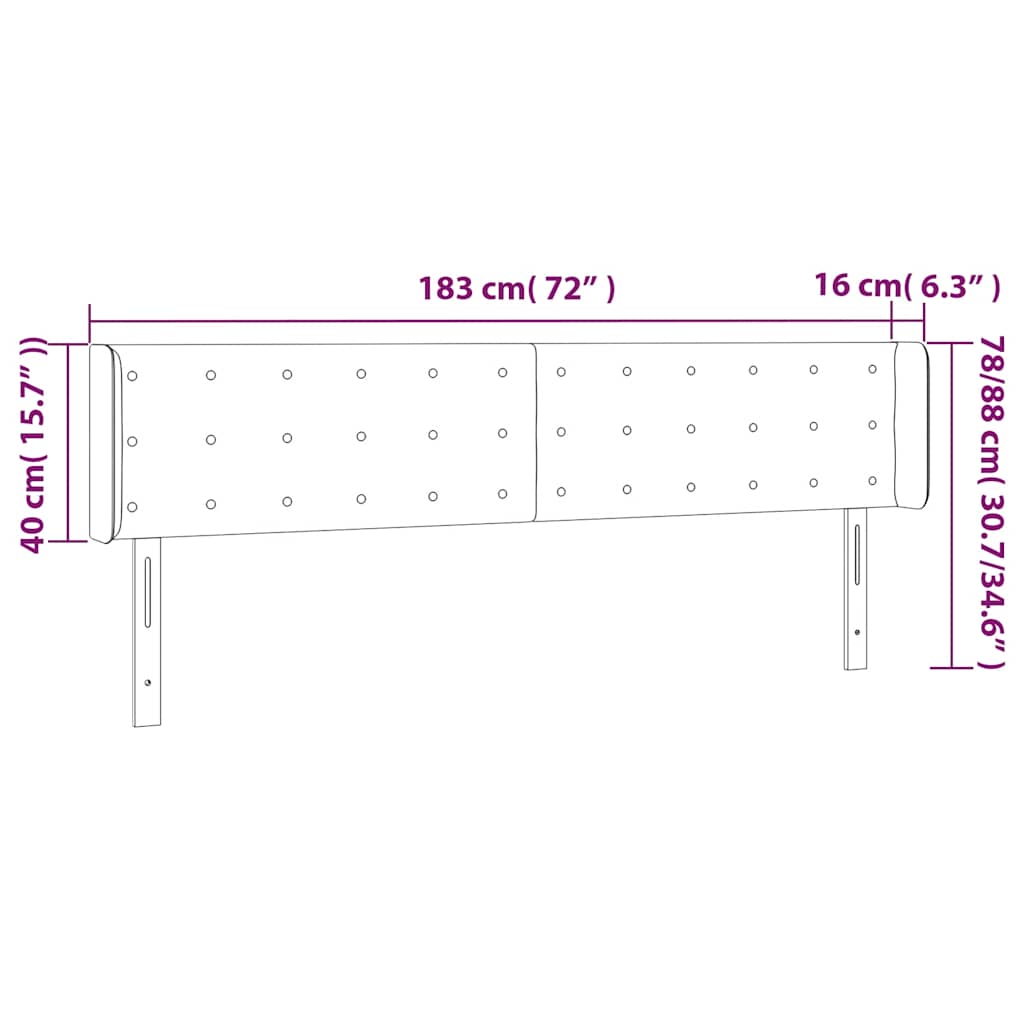 LED Kopfteil Dunkelblau 183x16x78/88 cm Samt