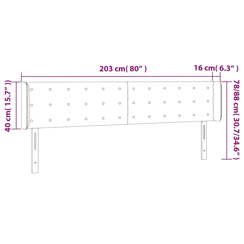 LED Kopfteil Dunkelblau 203x16x78/88 cm Samt