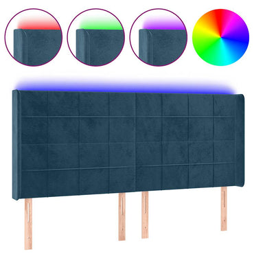 vidaXL LED Kopfteil Dunkelblau 203x16x118/128 cm Samt