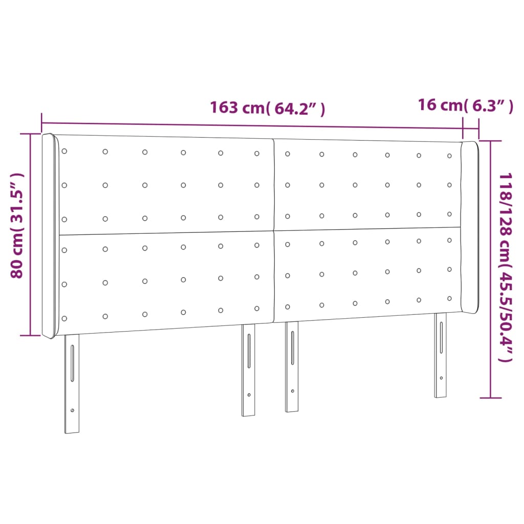 LED Kopfteil Creme 163x16x118/128 cm Kunstleder