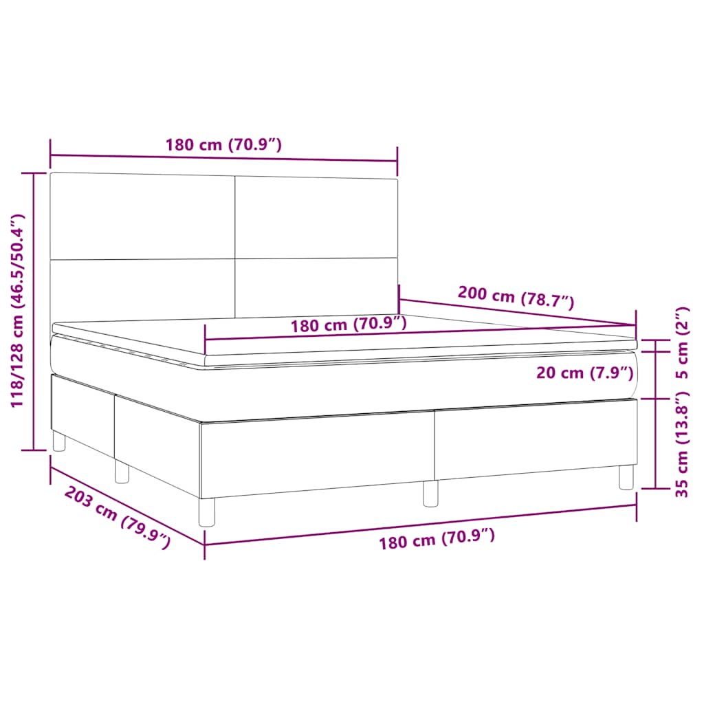 Boxspringbett mit Matratze & LED Dunkelgrün 180x200 cm Samt