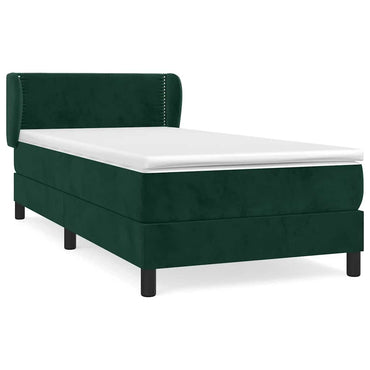 vidaXL Boxspringbett mit Matratze Dunkelgrün 90x190 cm Samt