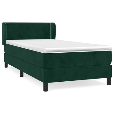 vidaXL Boxspringbett mit Matratze Dunkelgrün 90x200 cm Samt