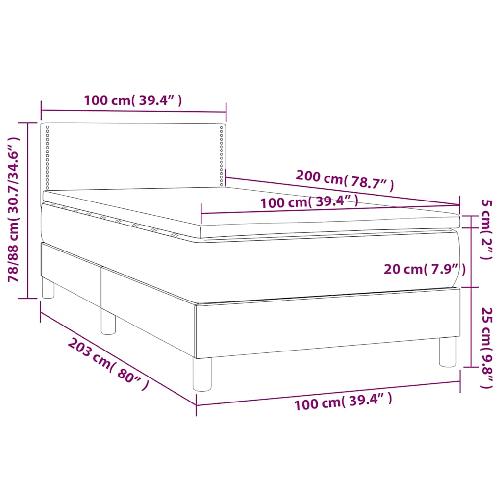 Boxspringbett mit Matratze Dunkelgrün 100x200 cm Samt