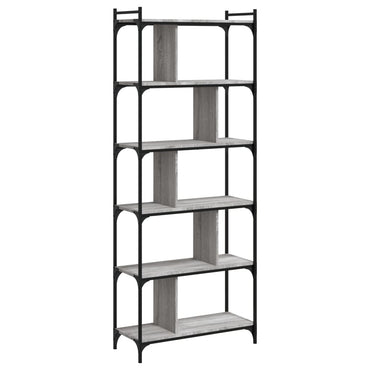 vidaXL Bücherregal 6 Böden Grau Sonoma 76x32x192 cm Holzwerkstoff