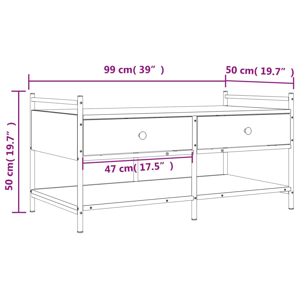 vidaXL Couchtisch Schwarz 99x50x50 cm Holzwerkstoff
