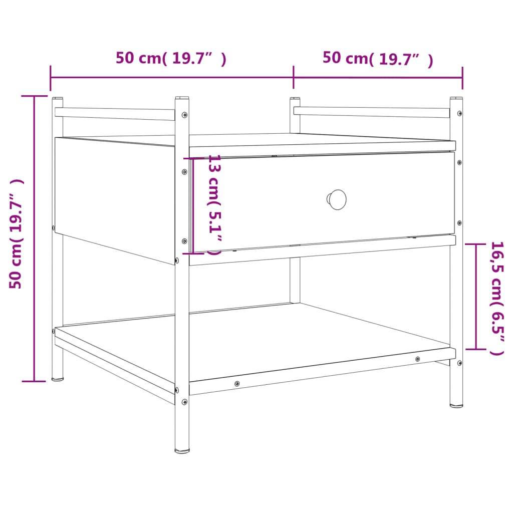 vidaXL Table basse aspect chêne marron 50x50x50 cm Bois d'ingénierie