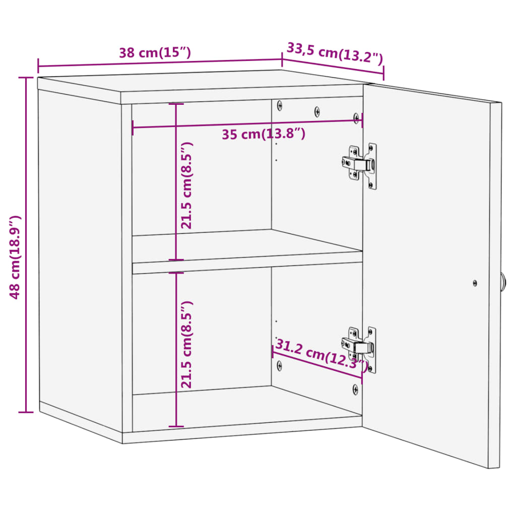 vidaXL Wand-Badschrank Braun und Schwarz Massivholz Mango