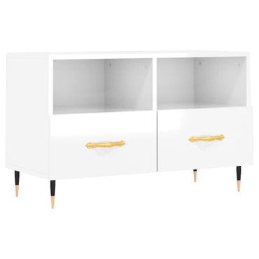 vidaXL TV-Schrank Hochglanz-Weiß 80x36x50 cm Holzwerkstoff