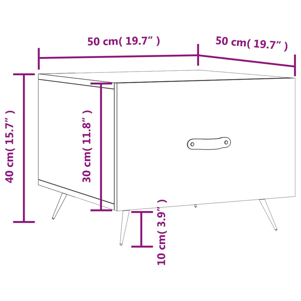 vidaXL Table basse noire 50x50x40 cm en bois d'ingénierie