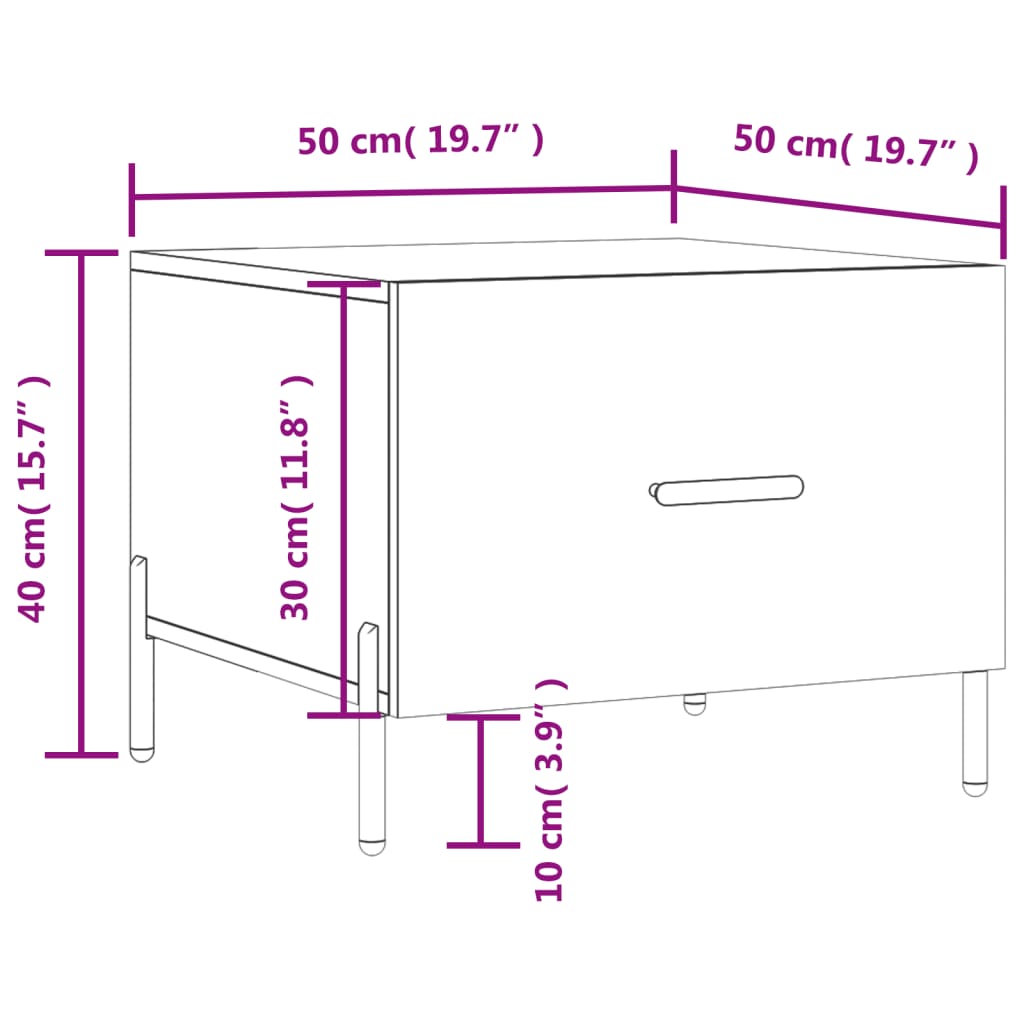 vidaXL Couchtisch Braun Eichen-Optik 50x50x40 cm Holzwerkstoff