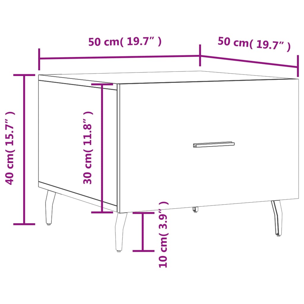 vidaXL Couchtisch Betongrau 50x50x40 cm Holzwerkstoff