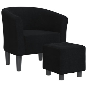 vidaXL Clubsessel mit Fußhocker Schwarz Stoff