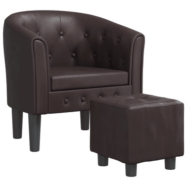 vidaXL Clubsessel mit Fußhocker Braun Kunstleder