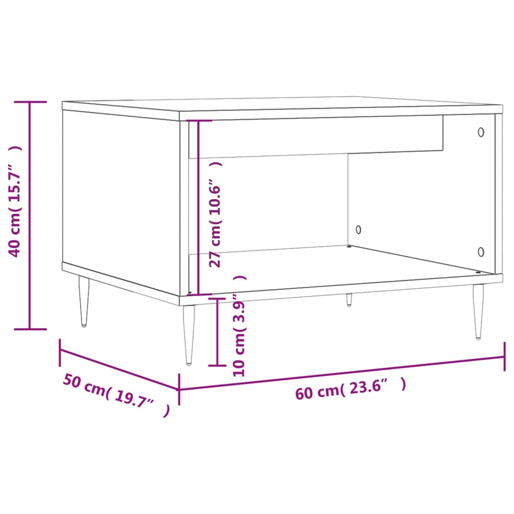 vidaXL Table basse chêne Sonoma 60x50x40 cm aggloméré