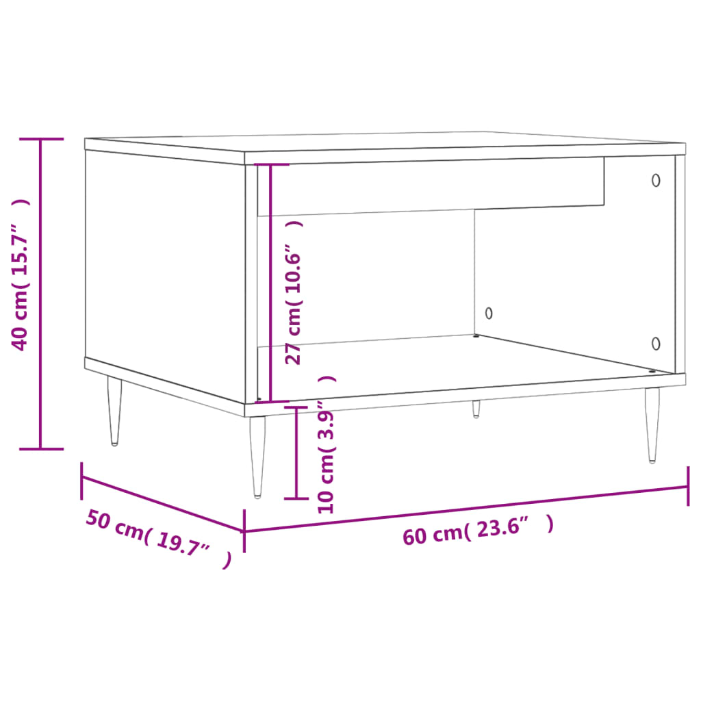 vidaXL Table basse grise Sonoma 60x50x40 cm en bois d'ingénierie