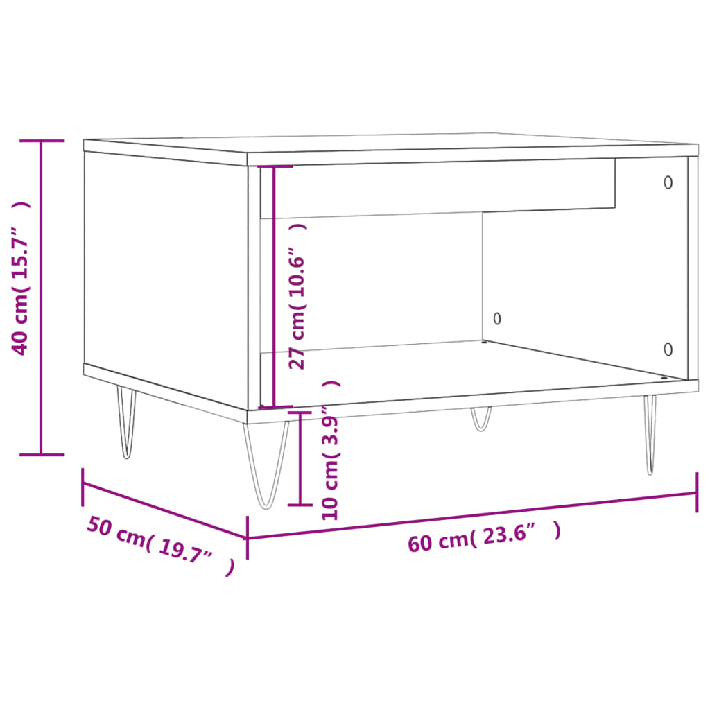 vidaXL Table basse blanche 60x50x40 cm Aggloméré