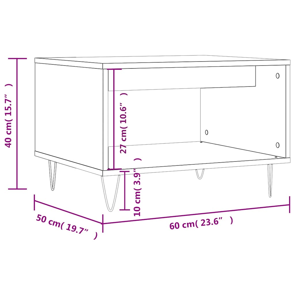 vidaXL Table basse chêne fumé 60x50x40 cm bois d'ingénierie