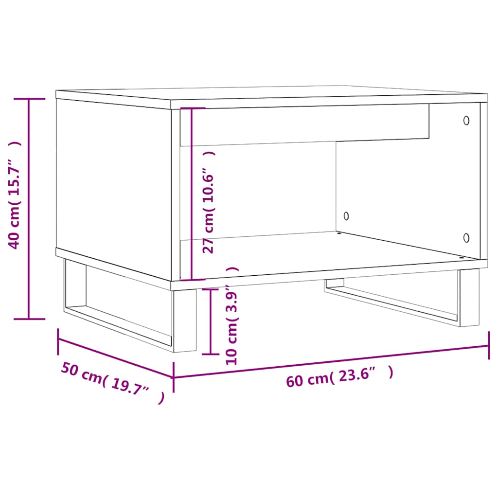 vidaXL Table basse grise Sonoma 60x50x40 cm en bois d'ingénierie