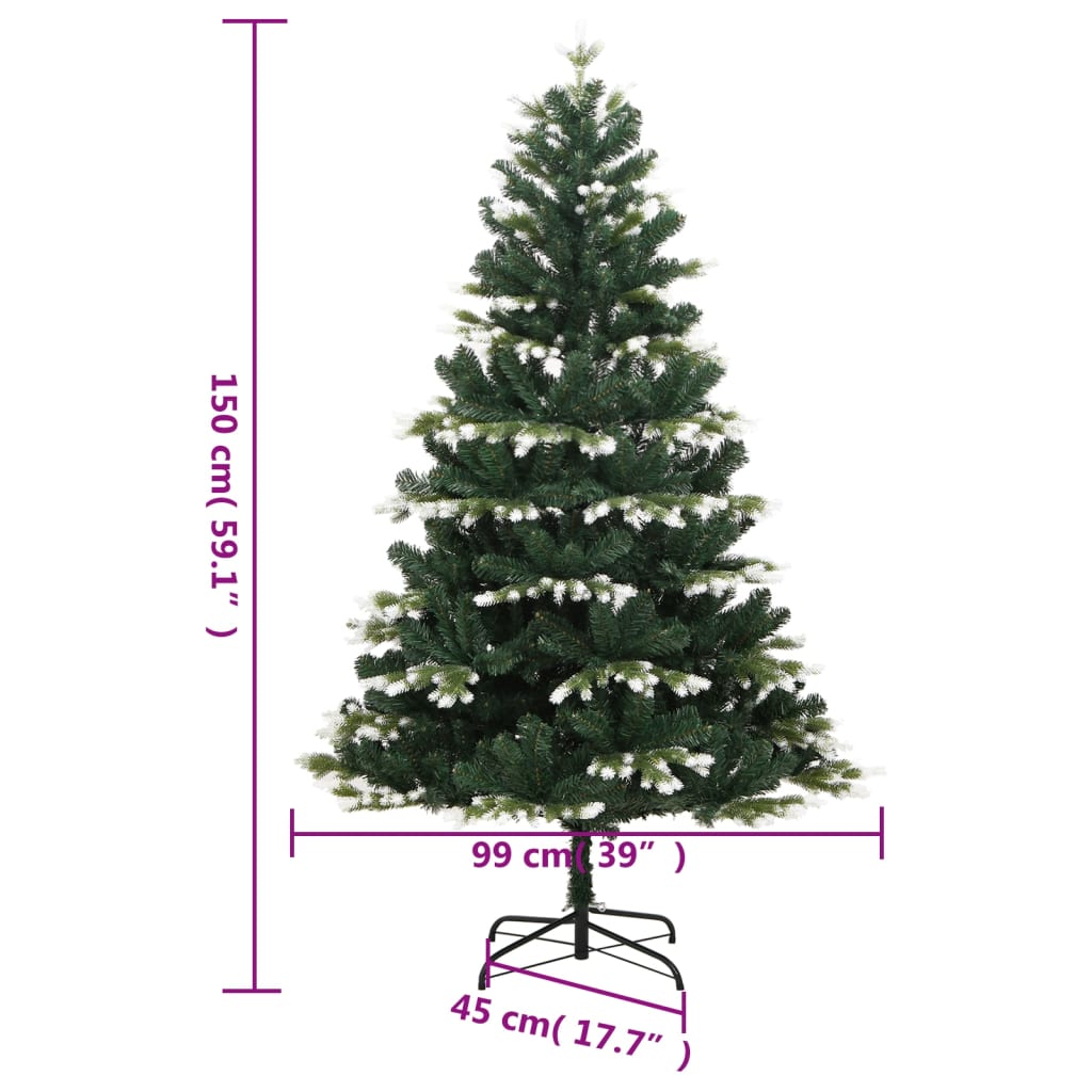vidaXL Künstlicher Weihnachtsbaum Klappbar Beschneit 150 cm