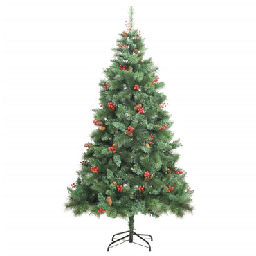 vidaXL Künstlicher Weihnachtsbaum Klappbar mit Zapfen & Beeren 210 cm