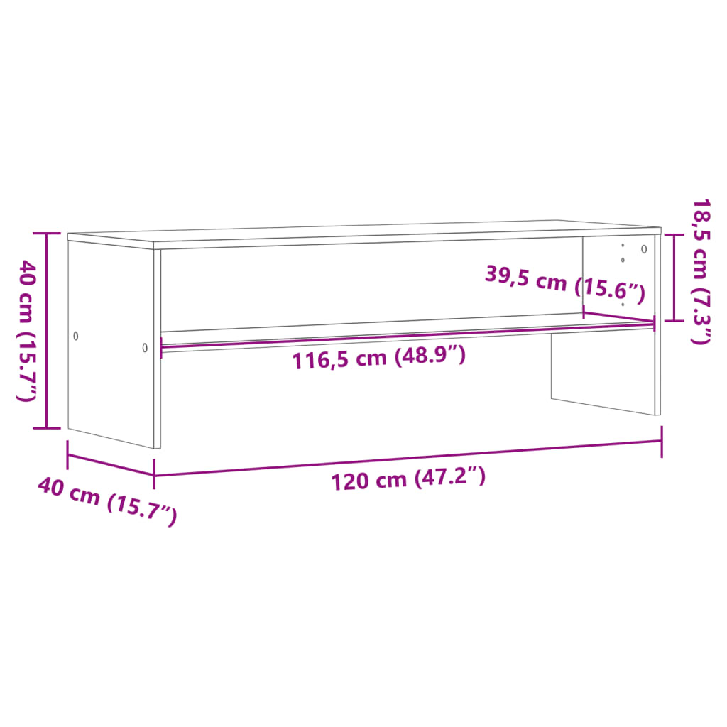vidaXL TV-Schrank Räuchereiche 120x40x40 cm Holzwerkstoff