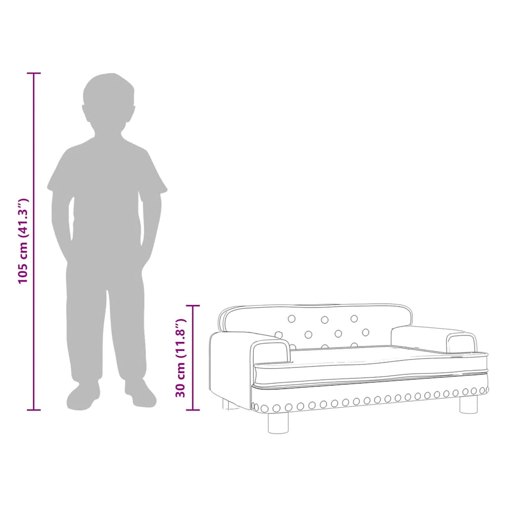 Kindersofa Braun 70x45x30 cm Samt