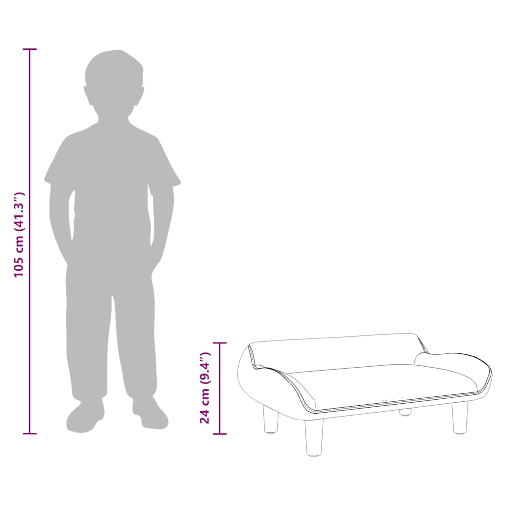 Kindersofa Creme 70x40x24 cm Stoff