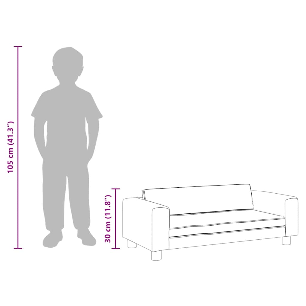 Kindersofa mit Hocker Blau 100x50x30 cm Samt