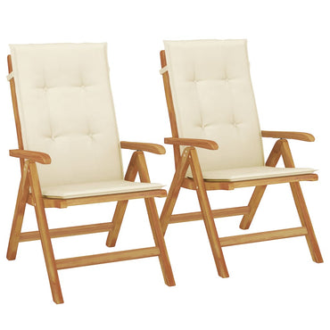 vidaXL Chaises de jardin avec coussins 2 pcs Bois de teck massif