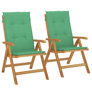 vidaXL Chaises de jardin avec coussins 2 pcs Bois de teck massif