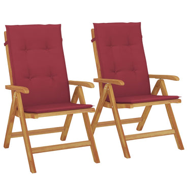 vidaXL Chaises de jardin avec coussins 2 pcs Bois de teck massif