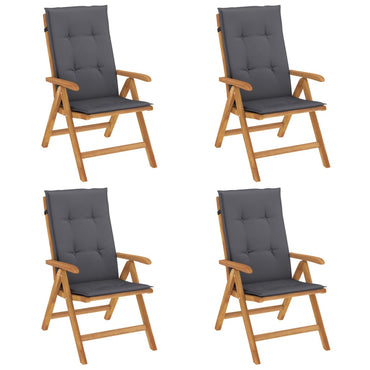 vidaXL Chaises de jardin avec coussins 4 pcs Bois de teck massif