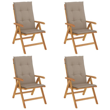 vidaXL Chaises de jardin avec coussins 4 pcs Bois de teck massif