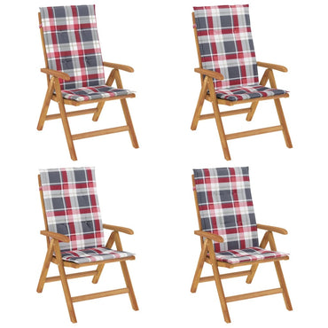 vidaXL Gartenstühle mit Kissen 4 Stk. Massivholz Teak